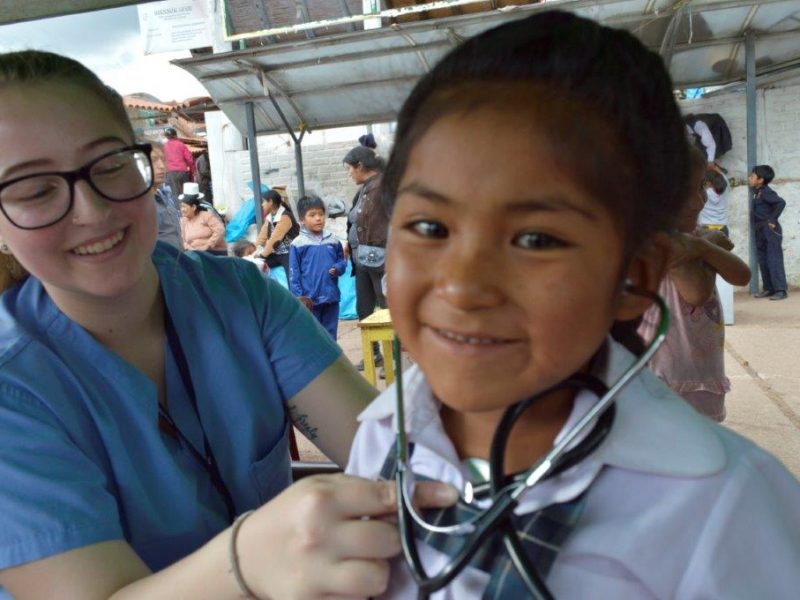 medical volunteer abroad in peru with stethascope in hospital