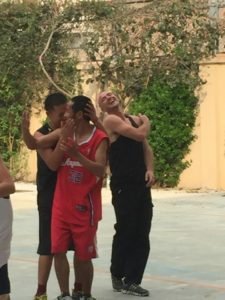 basketball game with the monks