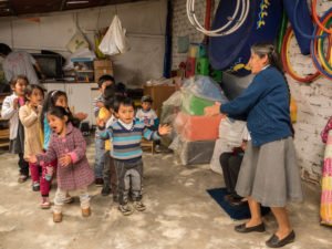 having fun with the kids