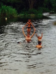 volunteers having fun in the lakes