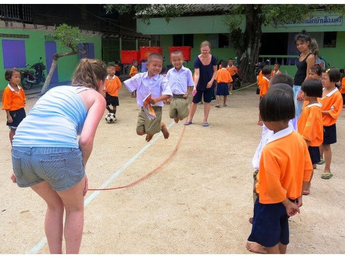 primary school kids skipping