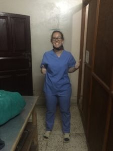 Jacinta in the scrubs in nepal hospital