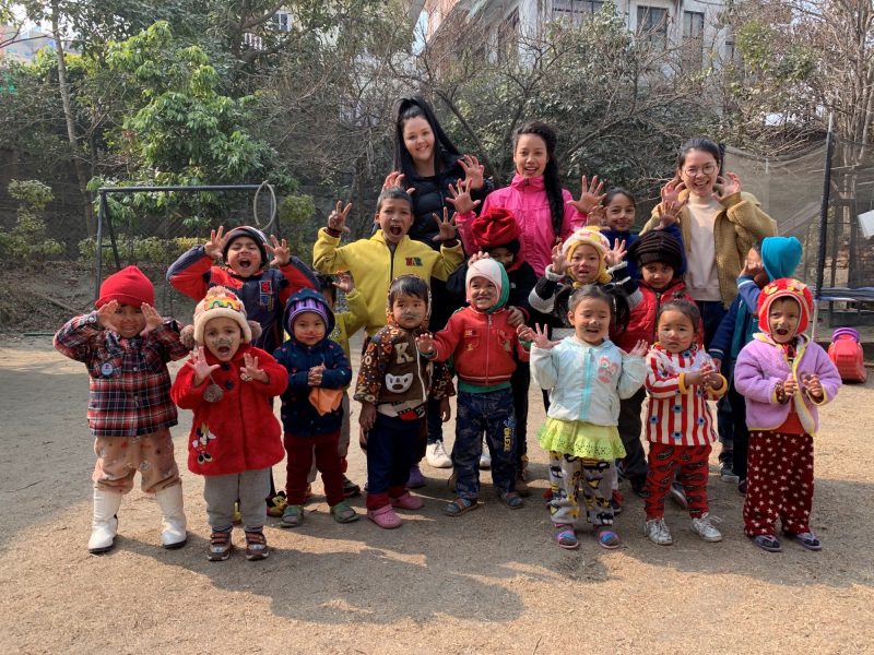kindergarten kids doing funny face nepal
