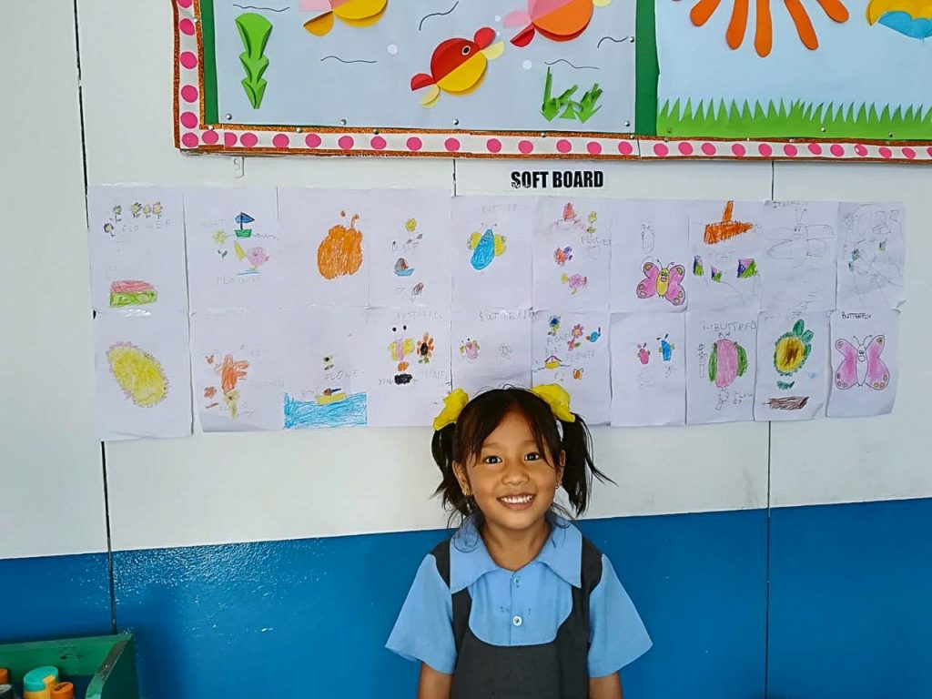 Young girl in Nepal kindergarten IVI project