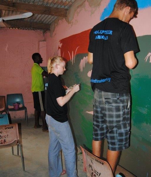 renovating a local school with painted wall