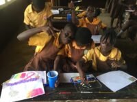 children making their art work