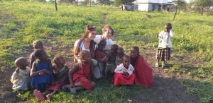 Participants enjoying being in maasai village