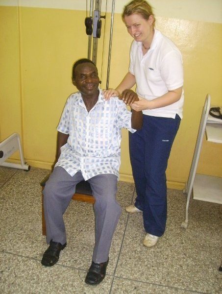 treating a local Ghanaian man in physio