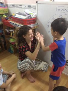 High five with kids-Ho Chi Minh