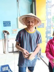 cleaning the kitchen