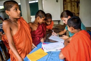 checking work in classroom