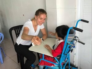 Participant playing with a child