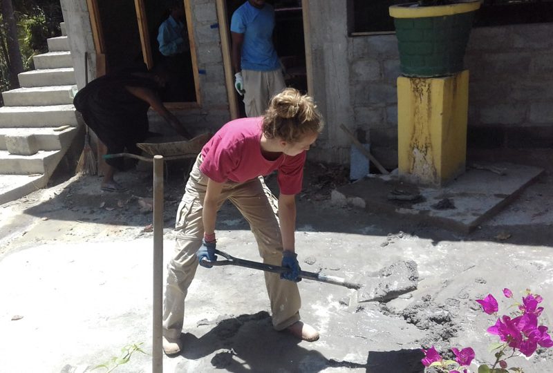 digging cement on Kandy conservation project