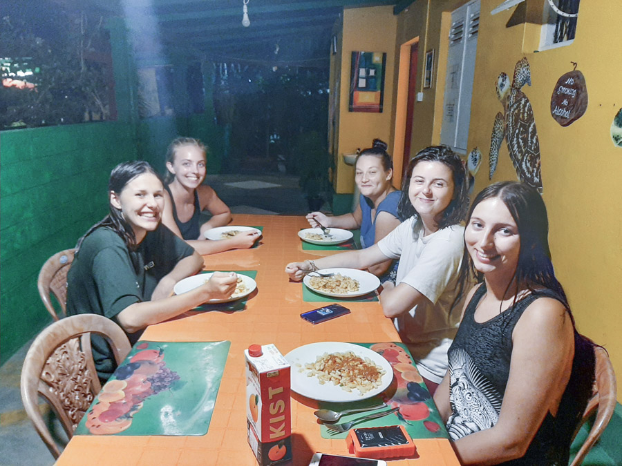 eating dinner at accomodation in Amabalangoda