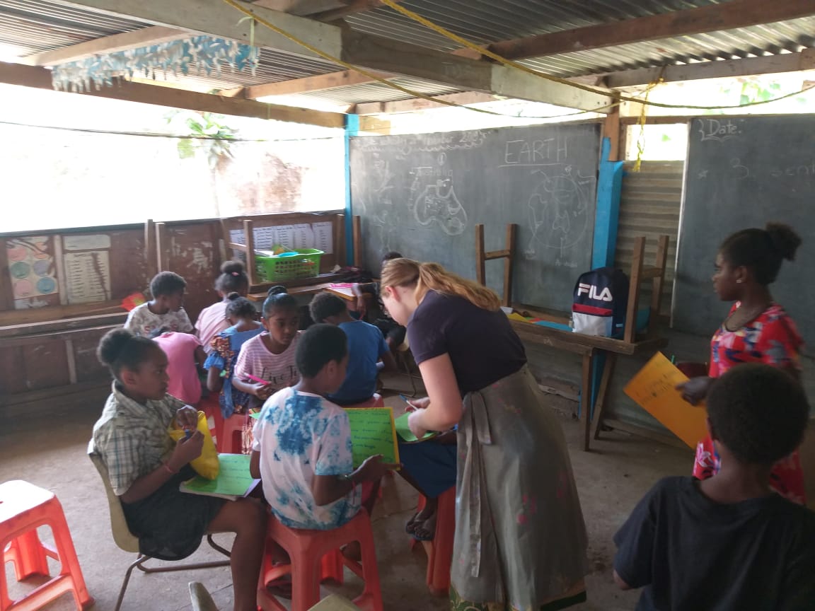 teaching in Vanuatu classroom