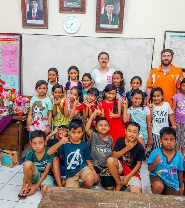 with Bali school children