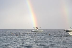 rainbow over boat