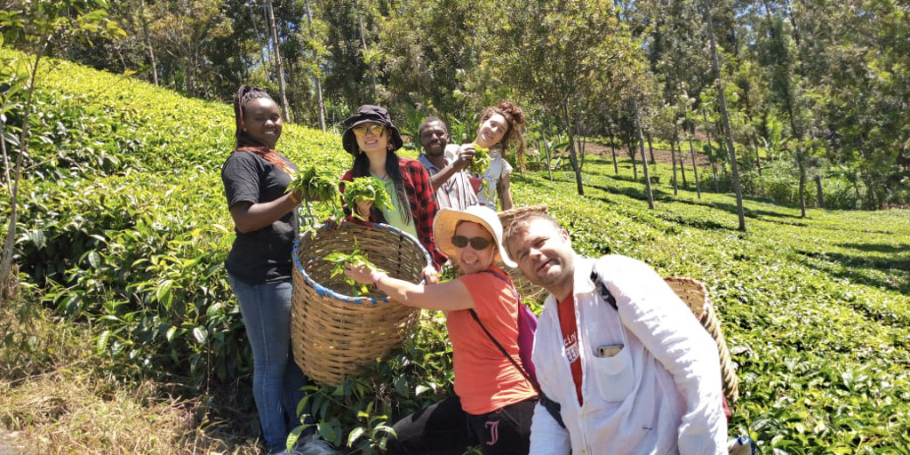 Group photo at tea farm