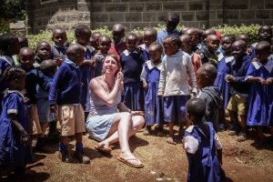 Group photo of participants and students