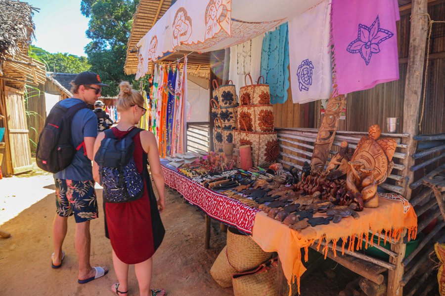 looking at market stalls