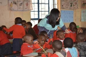 Participant checking the students' work
