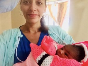 Participant holding baby