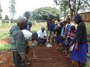 Setting up a school garden at kamunyaka school