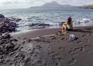 sitting on the beach