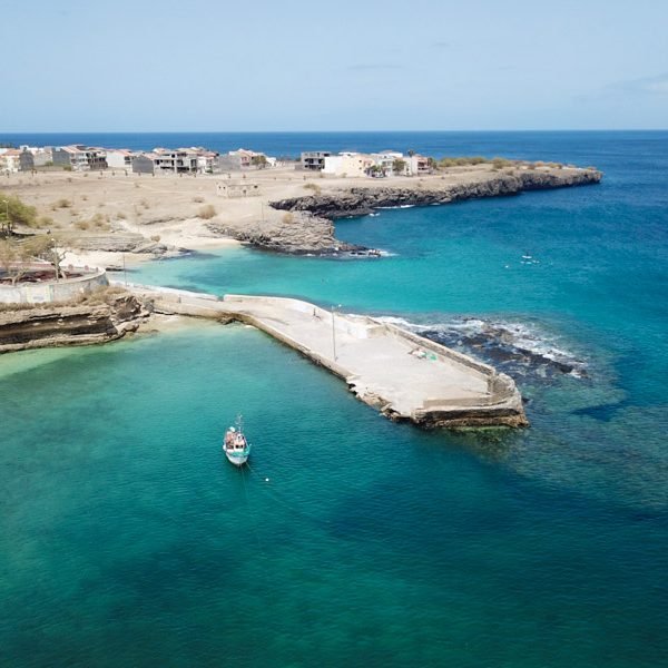blue waters from above the beach