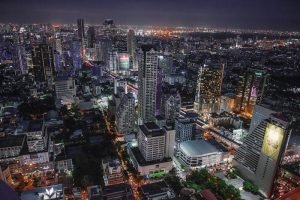 view of bangkok from above at night