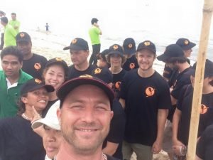 Group photo on beach