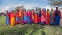 Group photo with Maasai woman
