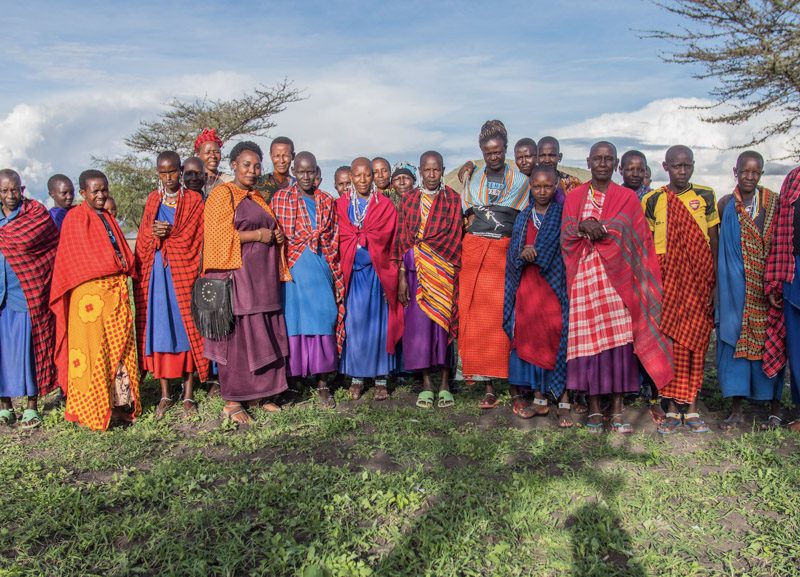 Group photo with Maasai woman