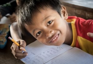 Student on his desk