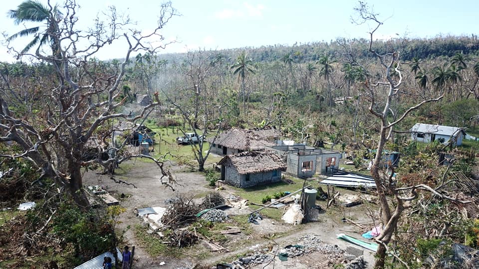 view from above of cyclone harold damage