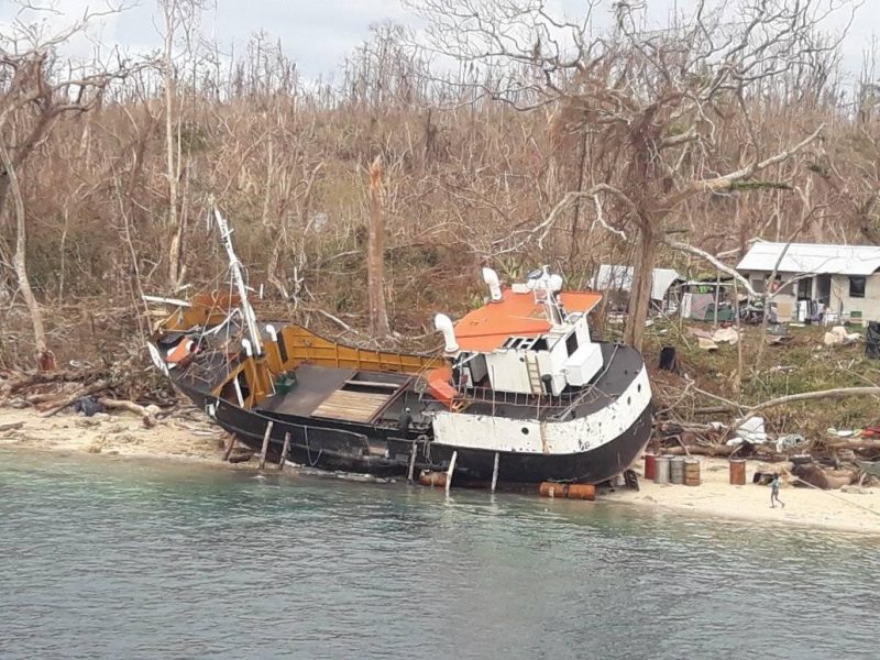 boat washed up on shore