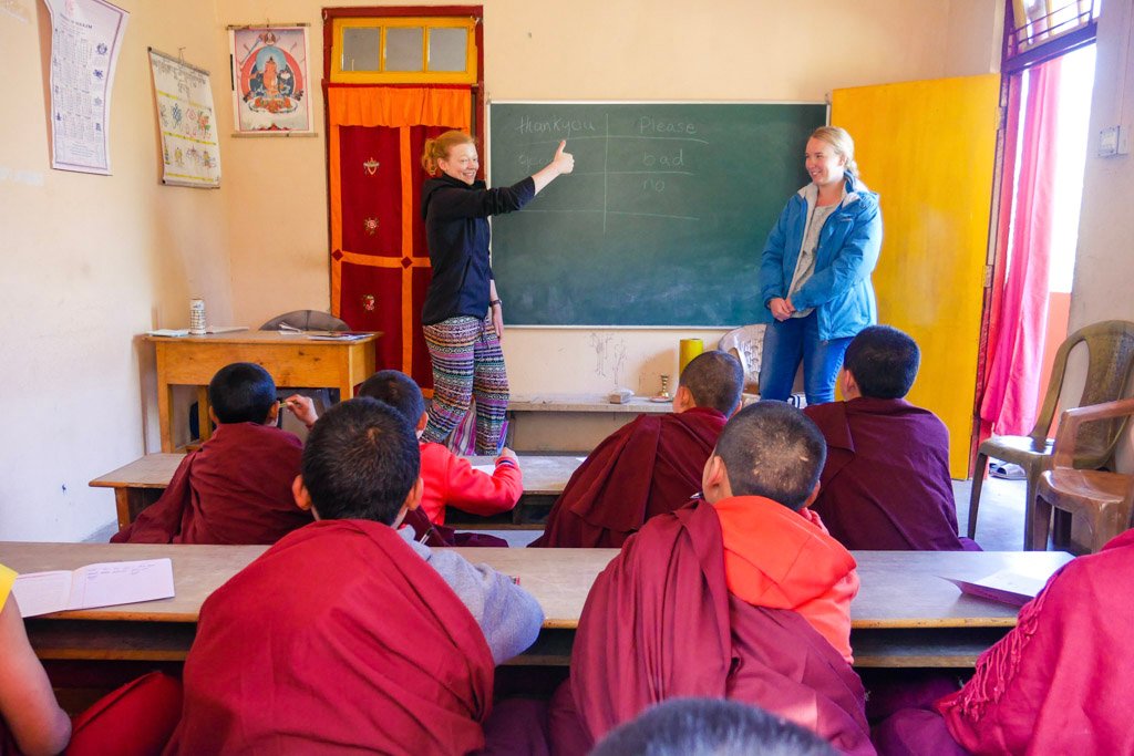 teaching monks in classroom