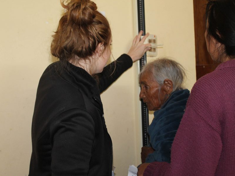 measuring the height of patient