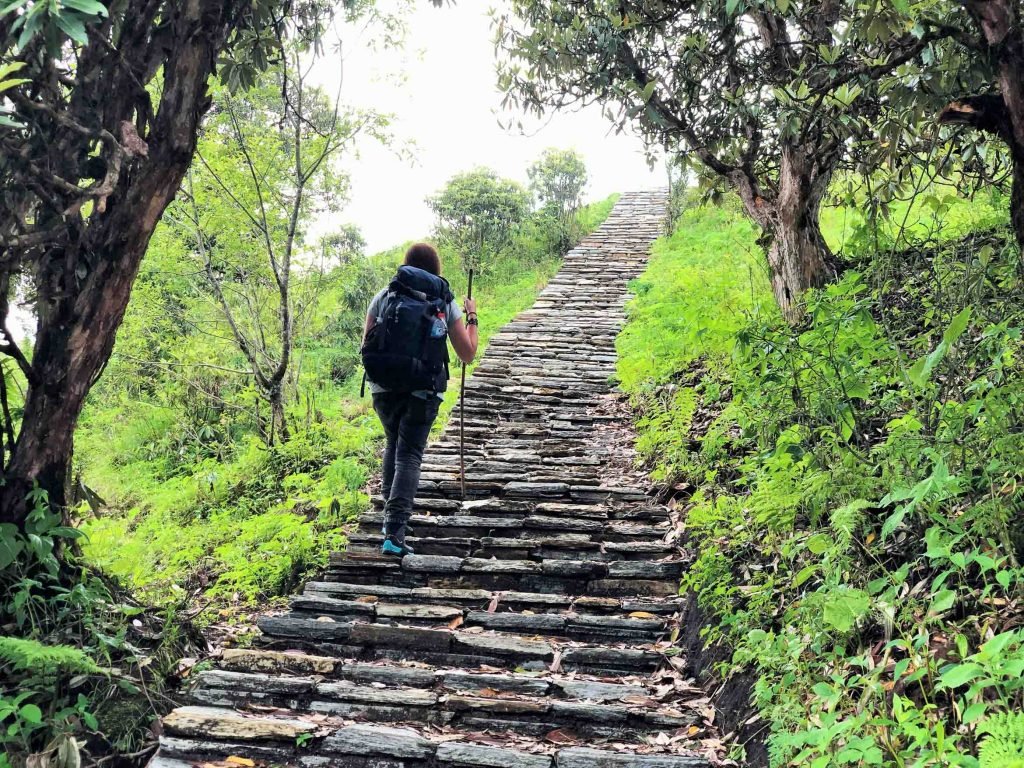 annapurna trek - climbing stairs