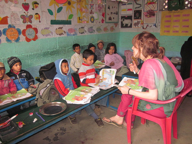teaching kids in pokhara