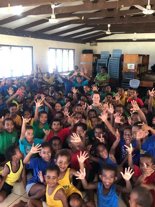 big group of school kids in fiji