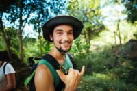 smiling volunteer in jungle