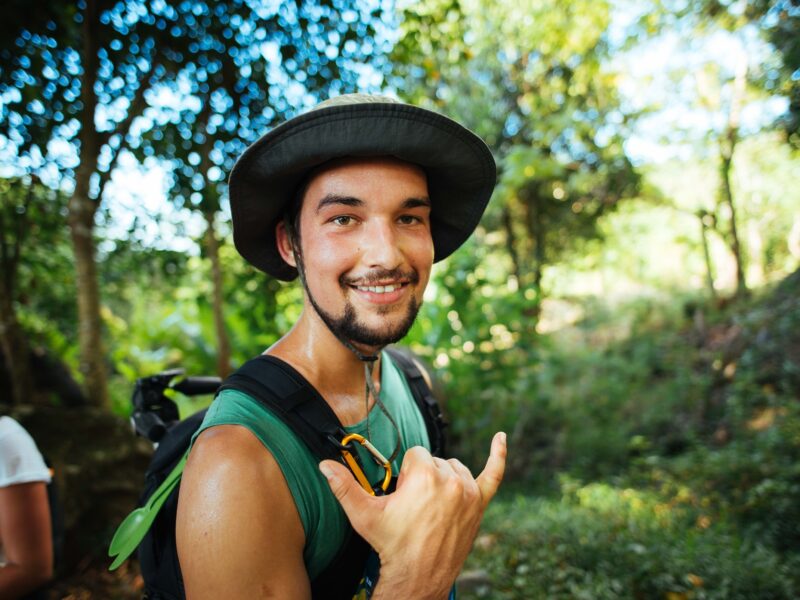 smiling volunteer in jungle