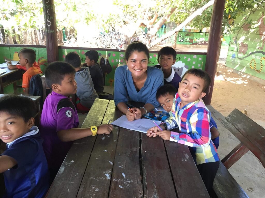Participant and students in the classroom