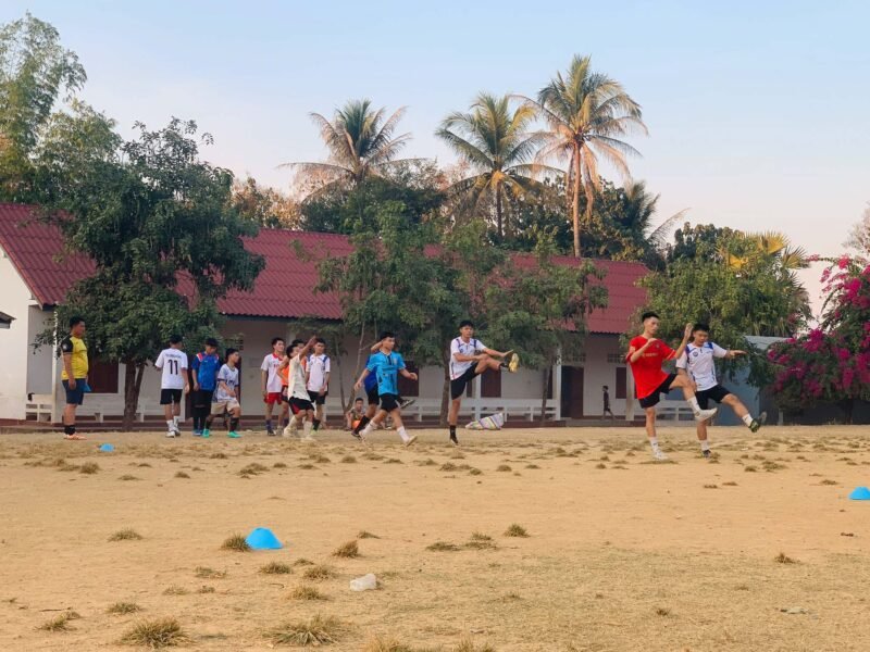 kids doing sport in laos