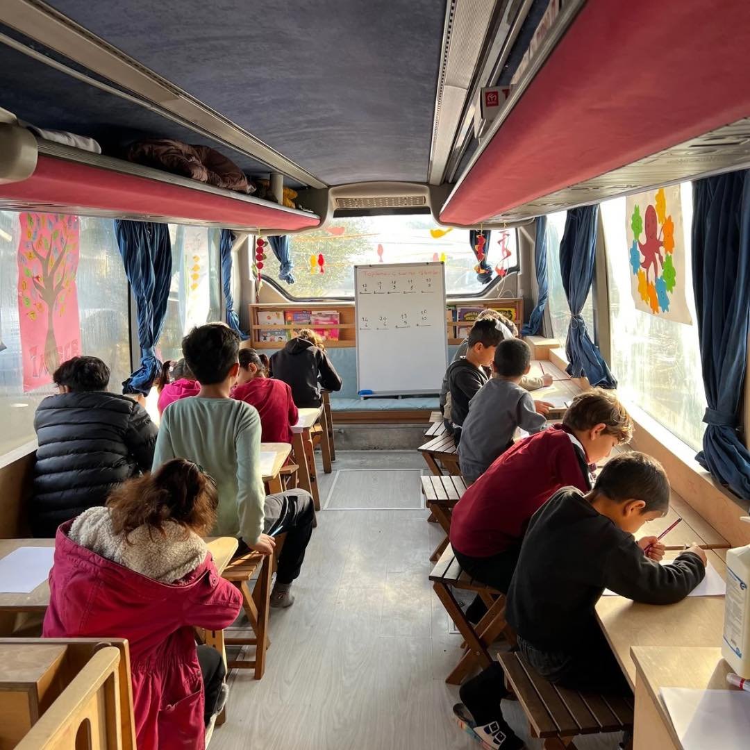 classroom on old school bus