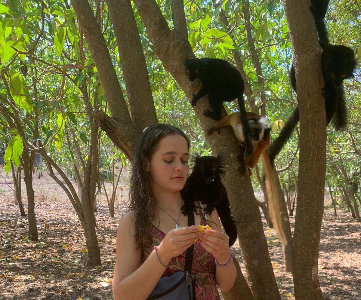 volunteer with lemurs