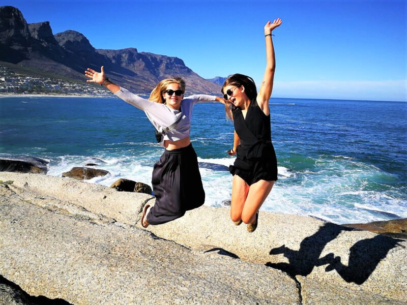 jumping at beach