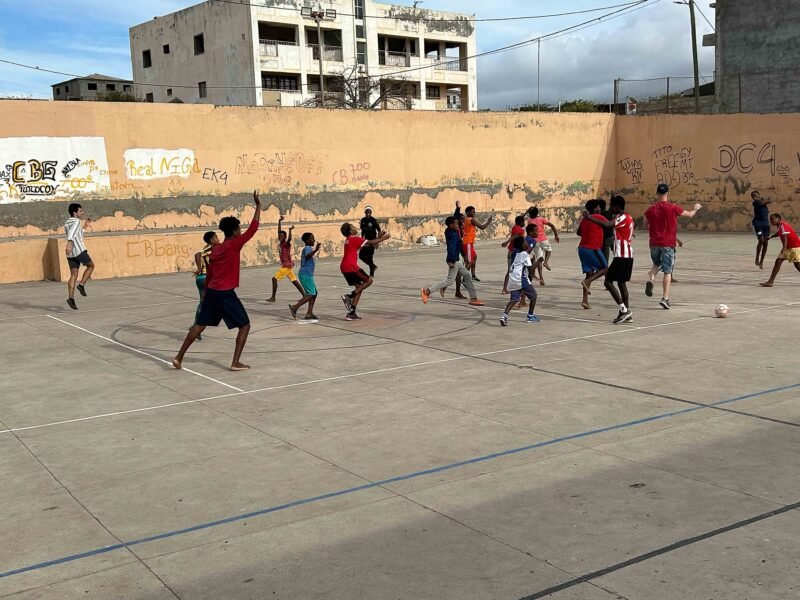 playing sport