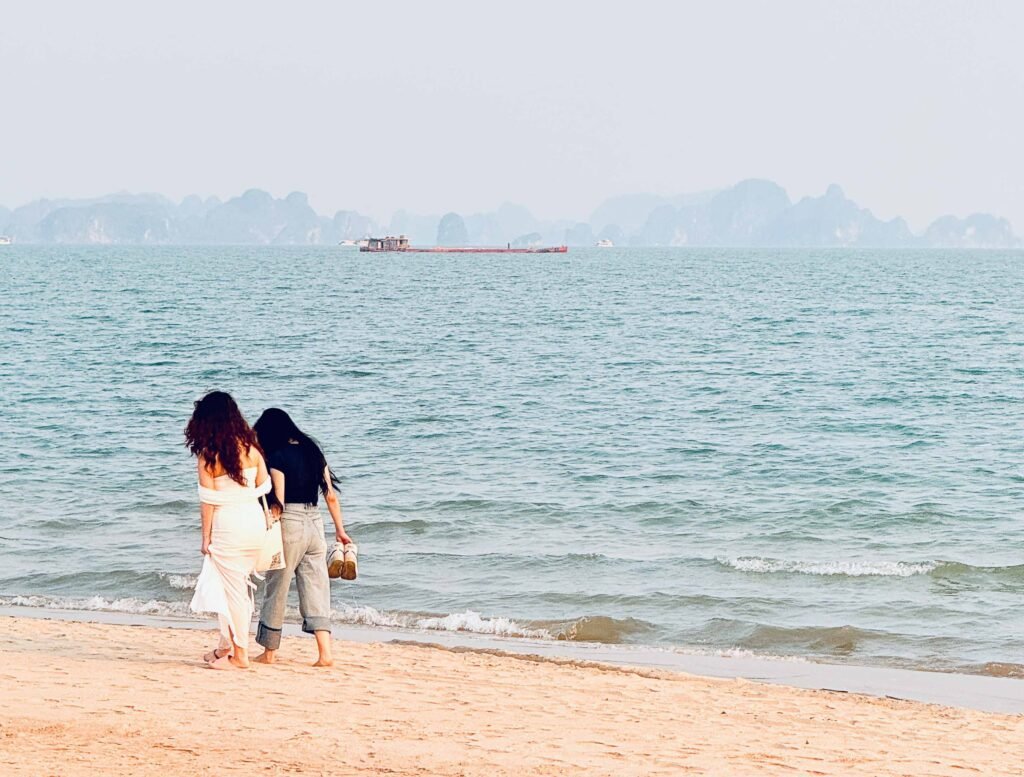walking on beach